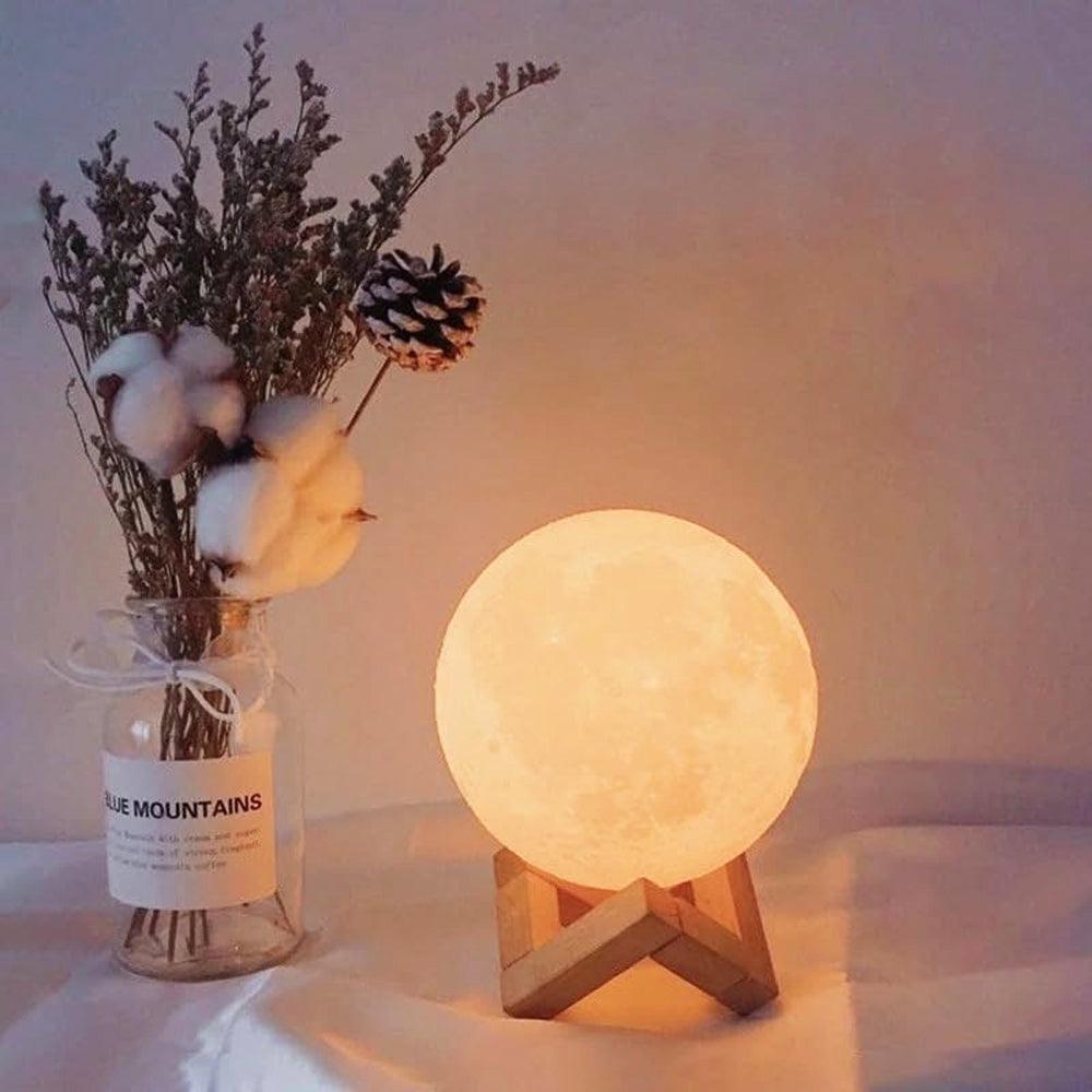 Luminária 3D LED Noturna em Forma de Lua