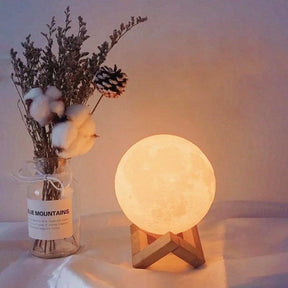 Luminária 3D LED Noturna em Forma de Lua