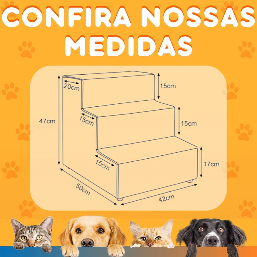 Escadinha para Cachorros e Gatos Aveludada | Escada PetPasso™