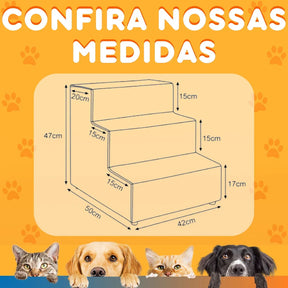 Escadinha para Cachorros e Gatos Aveludada | Escada PetPasso™