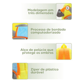 Mochila Infantil Cartoon de Pelúcia para Crianças de 2 a 4 Anos de Idade