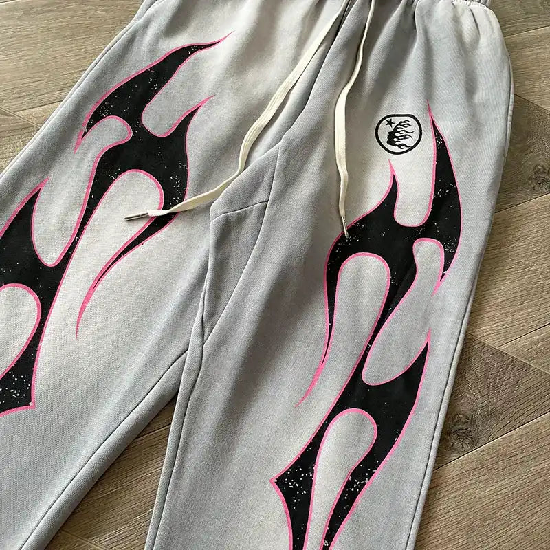 Calça Hellstar Grey Future Flame Sweatpants