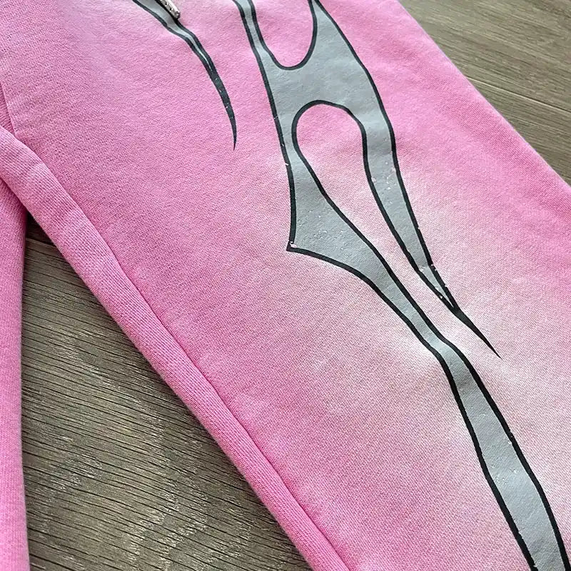 Calça Hellstar Flame Sweatpants Pink/Silver