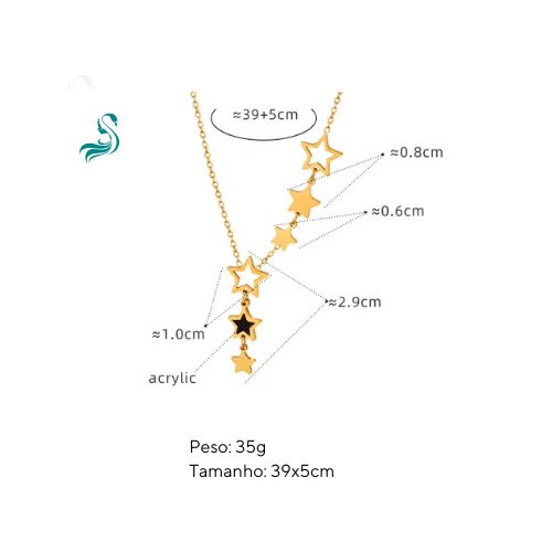 Colar em aço inoxidável banhado a ouro 18k LifeStar