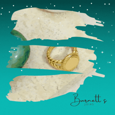 Anel Oval Torcido Banhado a Ouro para Mulheres