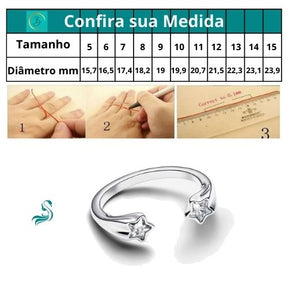 Anel aberto LifeStar de prata 925