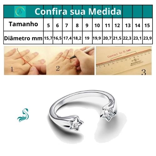 Anel aberto LifeStar de prata 925