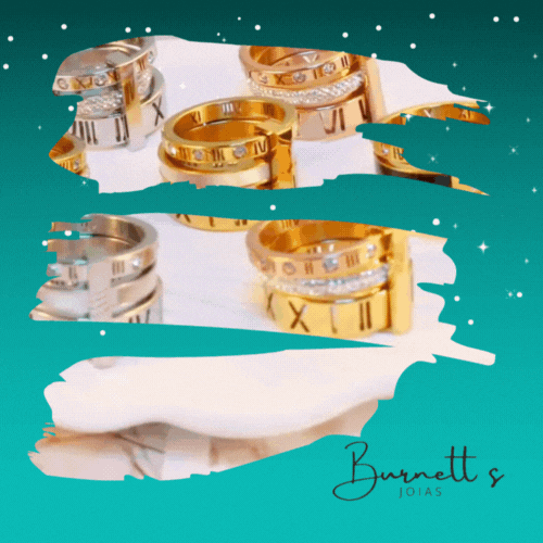 Anel Aro Triplo Algarismo Romano AveX Banhado em Ouro 18K