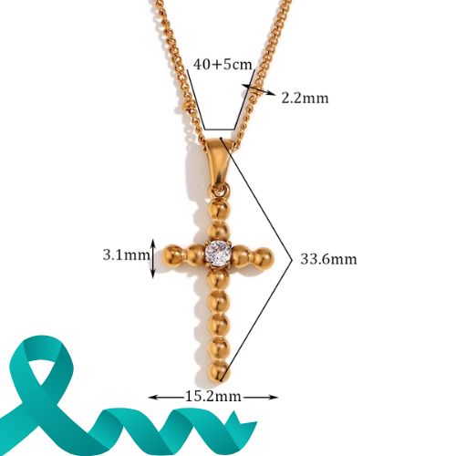 Colar Cruz Banhado a Ouro 18K com Zirconia