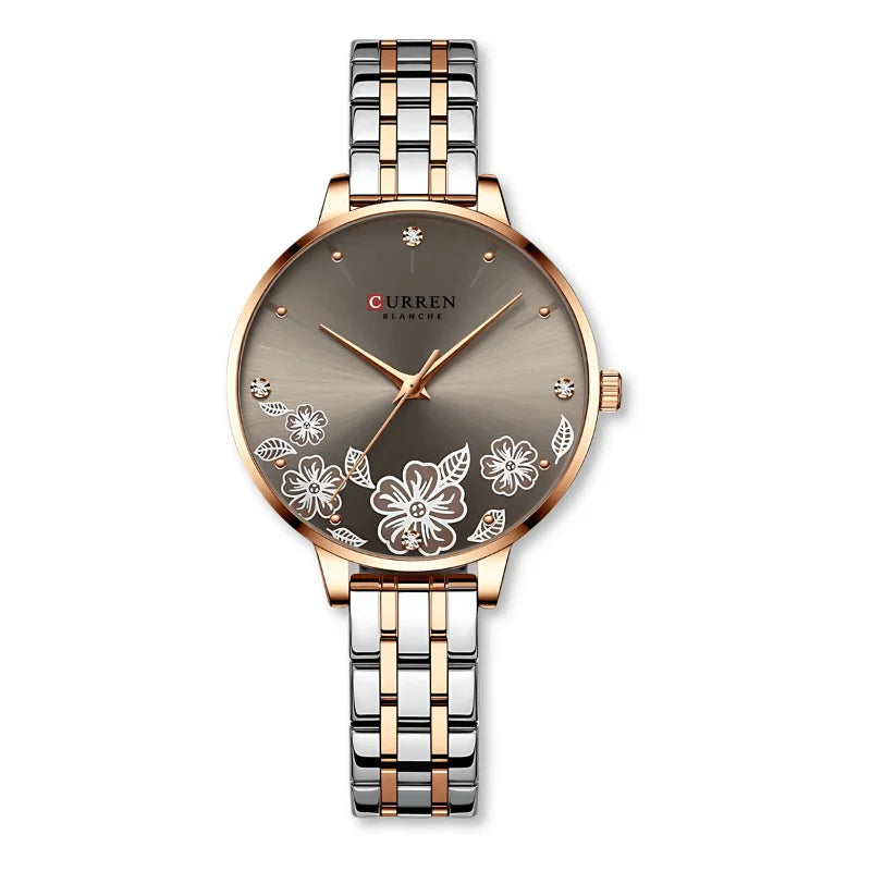 Relógio Feminino de Luxo Floral - Curren