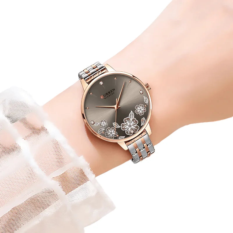 Relógio Feminino de Luxo Floral - Curren
