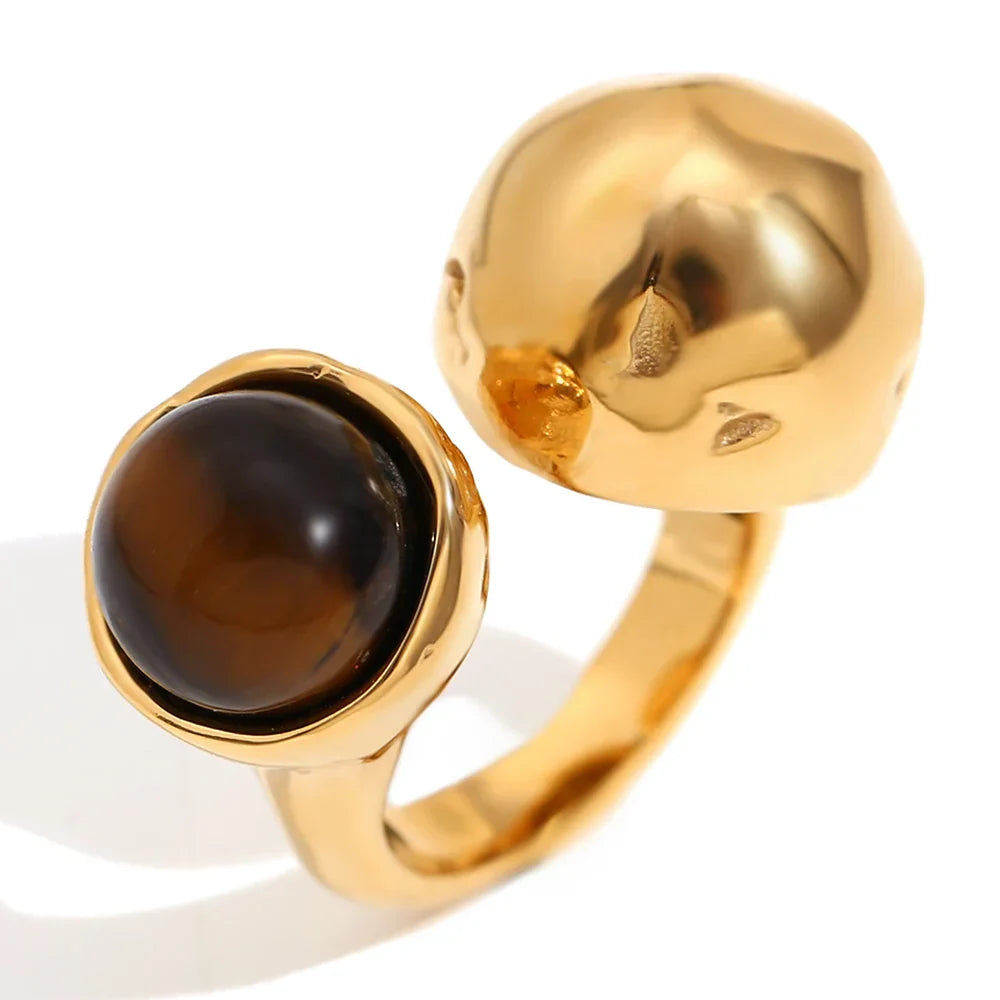 Anel Elegante de Ágata com Zircônia