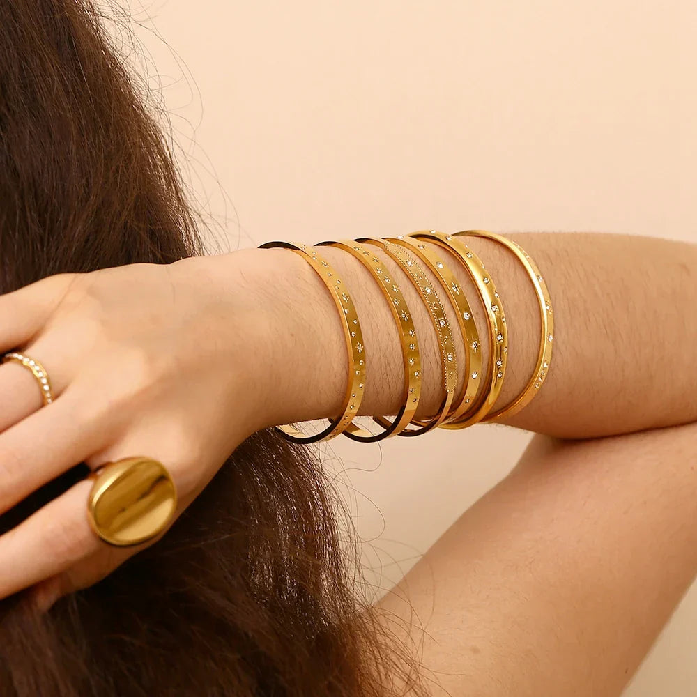 Bracelete Estrela de Cristal Banhado a Ouro 18k