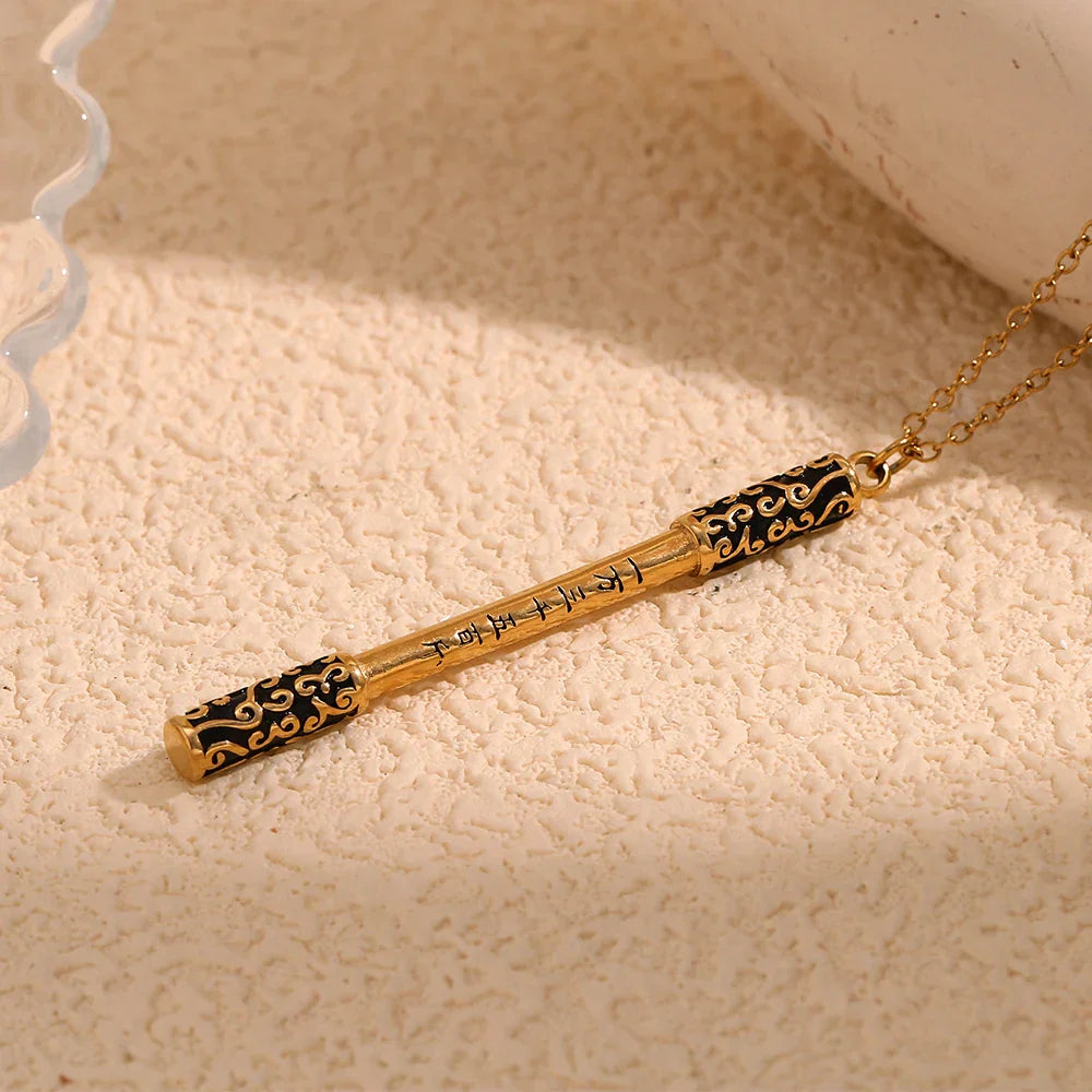Colar Pingente Wu Kong Dourado em Aço Inoxidável 18K