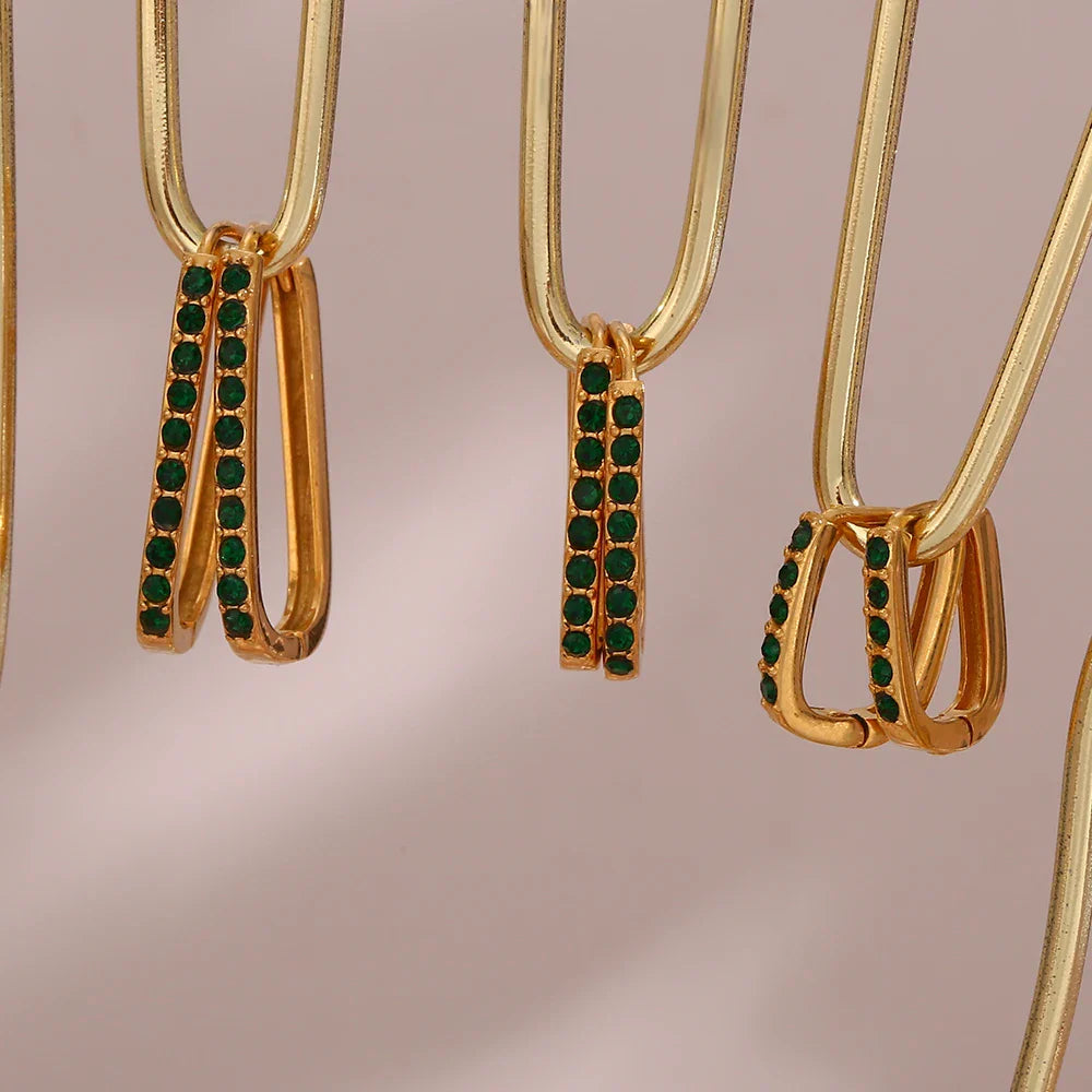 Argolas Elegantes com Zircônia Verde
