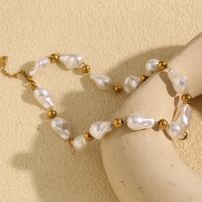 Colar de Pérolas Barroco Luxo em Aço Inoxidável 18K