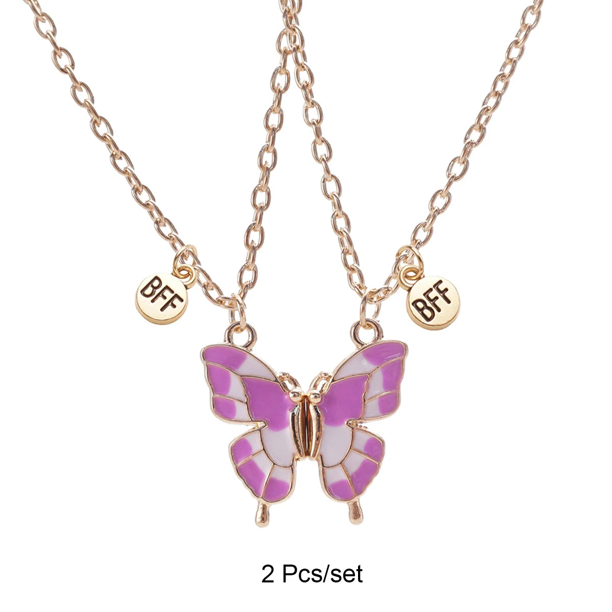 2 Pcs/set Best Friends Pendant Necklace For Woman Magnetic Adjustable Butterfly Lover Broken Heart Chain BFF Jewelry Gifts
