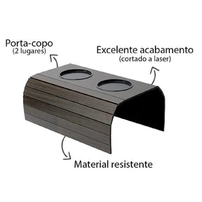 Porta Copo Copos Taça Sofá Esteira Bandeja Braço Flexível De MDF