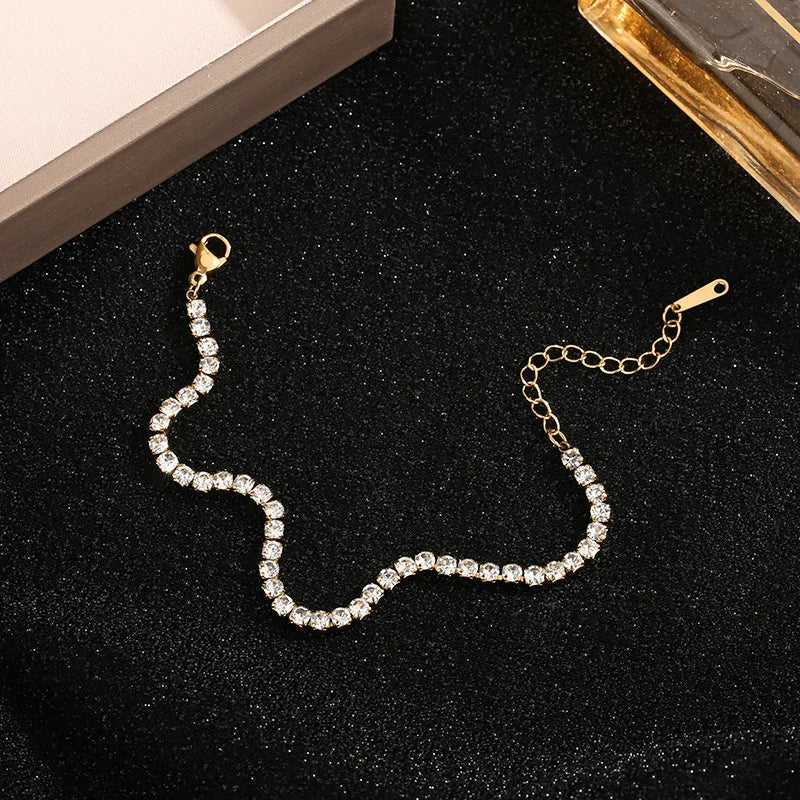 Pulseira Dourada de Zircão Brilhante - Joias Burnetts
