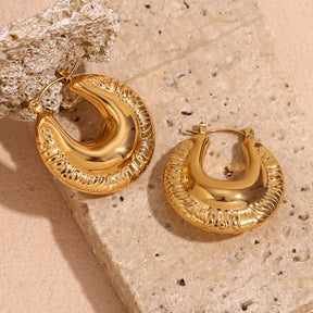 Brincos de Argola em Aço Inoxidável com Design Irregular