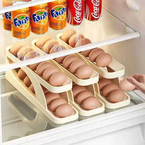 Rolagem automática ovo rack titular caixa de armazenamento cesta recipiente organizador rolldown geladeira dispensador ovo para cozinha