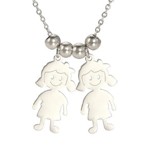Stainless Steel Necklace Boy Girl Kids Pendant Necklace for Women Men Beads Chain Choker Family Jewelry Gift collares aesthethic