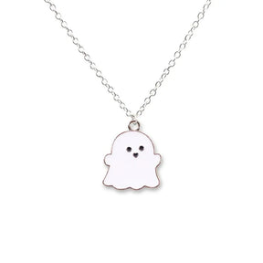 2Pcs Cute Black And White Ghost Pendant Necklaces For Women Men Best Friend Lovely Ghost Pendant Couple Necklace Fashion Jewelry