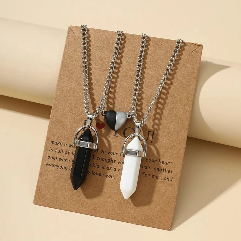 Colar de Casal Yin Yang com Pingente de Cristal