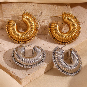 Brincos de Argola Oca com Zircônia Banhados a Ouro 18K