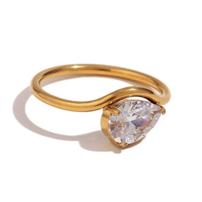 Anel Minimalista com Zircônia e Banho de Ouro 18k