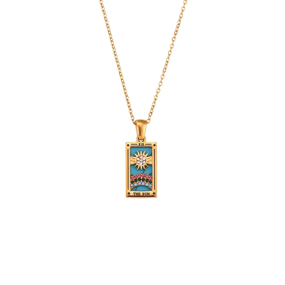 Colares Tarot de Aço Inoxidável com Zircônia
