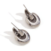 Brincos Elegantes de Aço Inox com Design Curvo