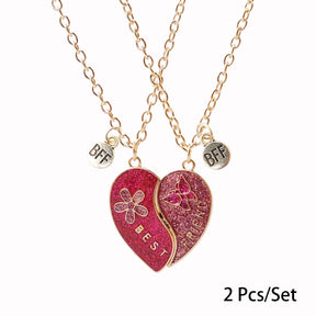 2 Pcs/set Best Friends Pendant Necklace For Woman Magnetic Adjustable Rainbow Daisy Lover Broken Heart Chain BFF Jewelry Gifts