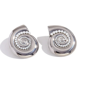 Brincos Caracol com Pérolas e Ouro 18K