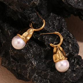 Brincos Elegantes de Pérola com Zircônia
