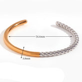 Pulseira Elegante de Aço Inoxidável com Dois Tons