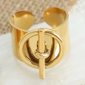 Anel Aberto VG+ Banhado a Ouro 18k Ajustável para Mulheres