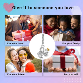 925 Sterling Silver Princess Couple kiss Crown Pendant Charm Fit 4MM hole diameter Charms Bracelets Women DIY Jewelry Gift
