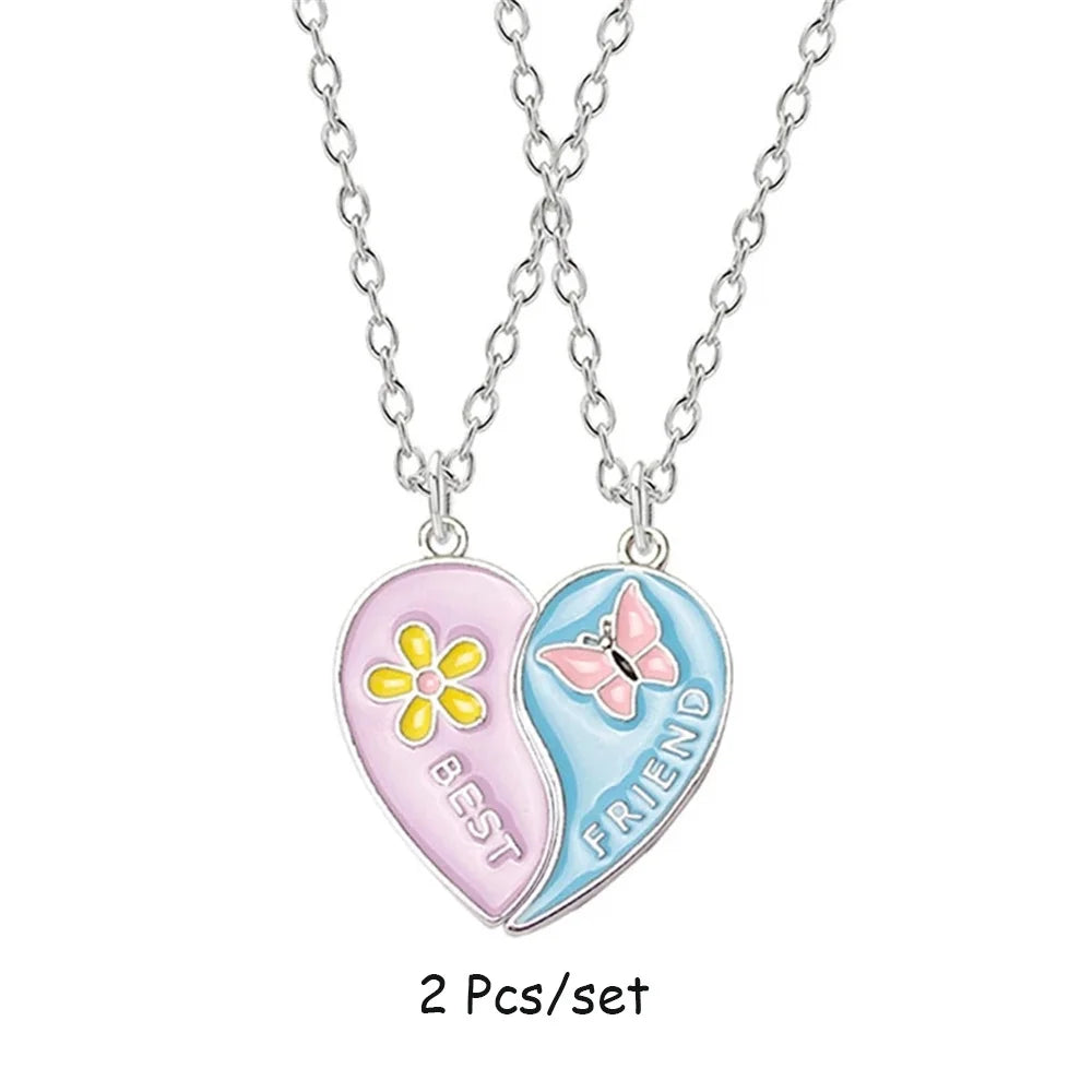 2 Pcs/Set Best Friend Necklace Creative Pentagram Pendant Alloy Accessories Friendship Necklace Best Friend Alloy Pendant