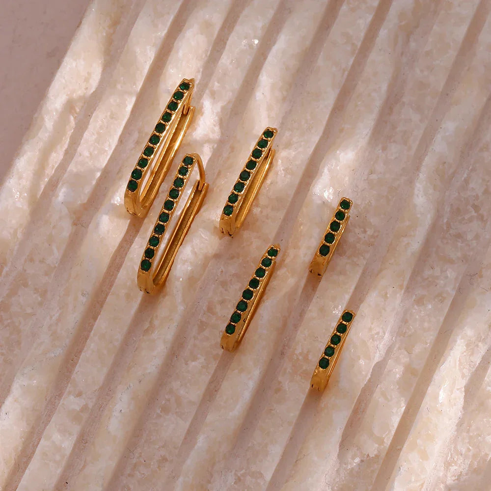 Argolas Elegantes com Zircônia Verde