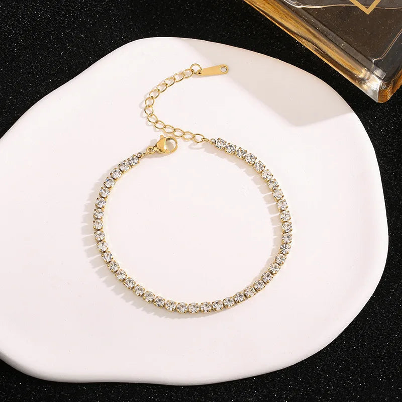 Pulseira Dourada de Zircão Brilhante - Joias Burnetts