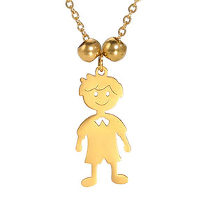 Stainless Steel Necklace Boy Girl Kids Pendant Necklace for Women Men Beads Chain Choker Family Jewelry Gift collares aesthethic