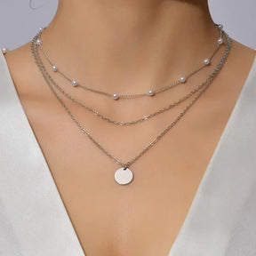 Colar Feminino Três Camadas em Prata 925 com Charme
