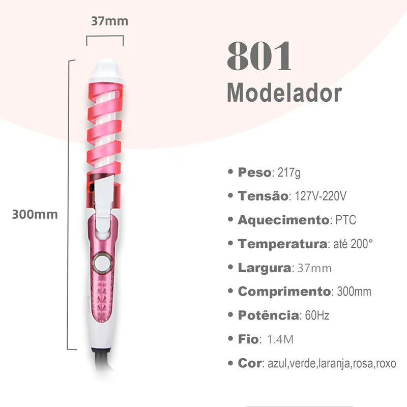 Bobs para enrolar cabelo,cachos modelador,bigudinhos para cachear o cabelo,Modelador Cacheador Ceramic Espiral Bivolt 20mm 200ºc