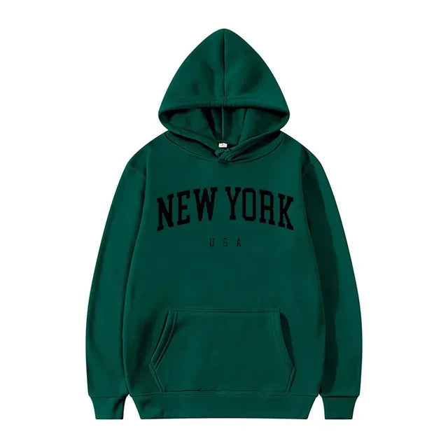 Unissex nova york - New York eua cidade hoodies moda carta impressa moletom gráfico solto casual harajuku com capuz pulôver sportwear