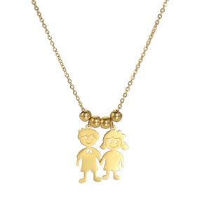 Stainless Steel Necklace Boy Girl Kids Pendant Necklace for Women Men Beads Chain Choker Family Jewelry Gift collares aesthethic