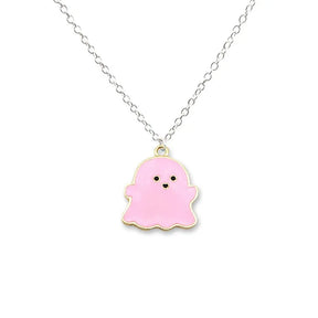 2Pcs Cute Black And White Ghost Pendant Necklaces For Women Men Best Friend Lovely Ghost Pendant Couple Necklace Fashion Jewelry