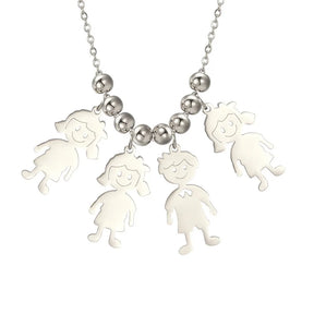 Stainless Steel Necklace Boy Girl Kids Pendant Necklace for Women Men Beads Chain Choker Family Jewelry Gift collares aesthethic
