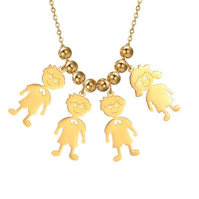 Stainless Steel Necklace Boy Girl Kids Pendant Necklace for Women Men Beads Chain Choker Family Jewelry Gift collares aesthethic