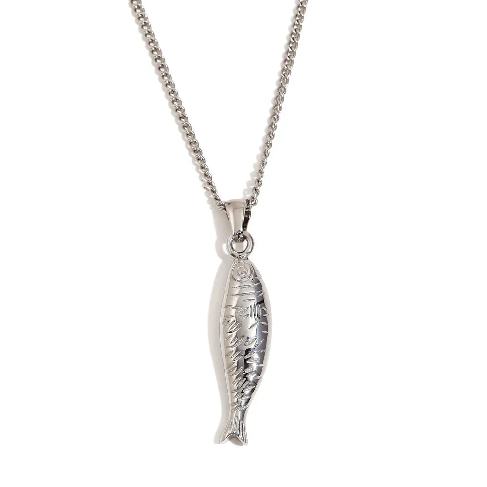 Colar Feminino com Pingente de Peixe em Aço Inoxidável Banhado a Ouro